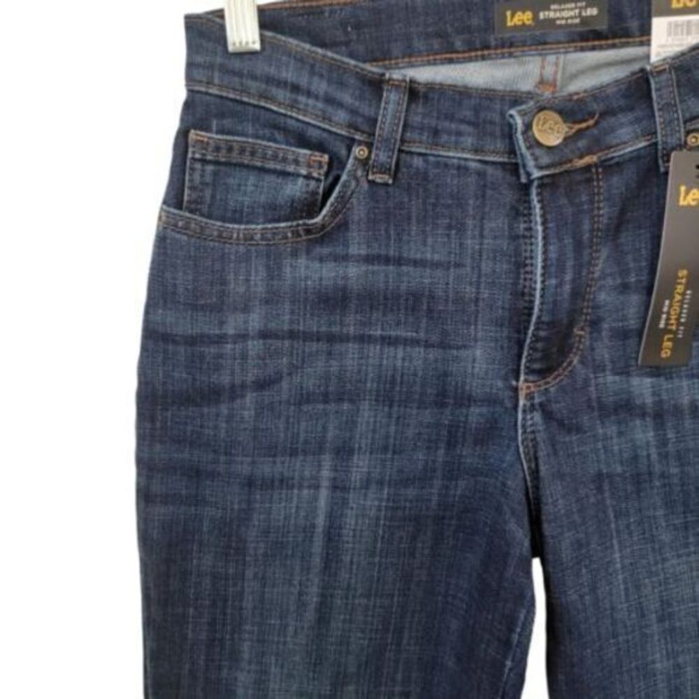Lee Bewitched 5 Pocket Straight Leg Dark‎ Wash Denim Jeans Size 6 NWT Tapered - Picture 5 of 16